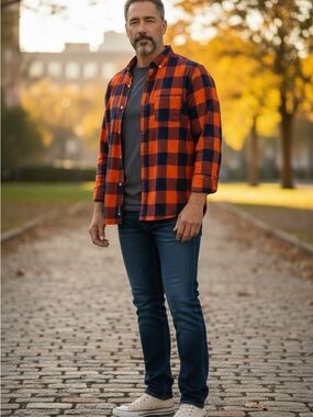 crown & ivy Red and Navy Buffalo Plaid Shirt
